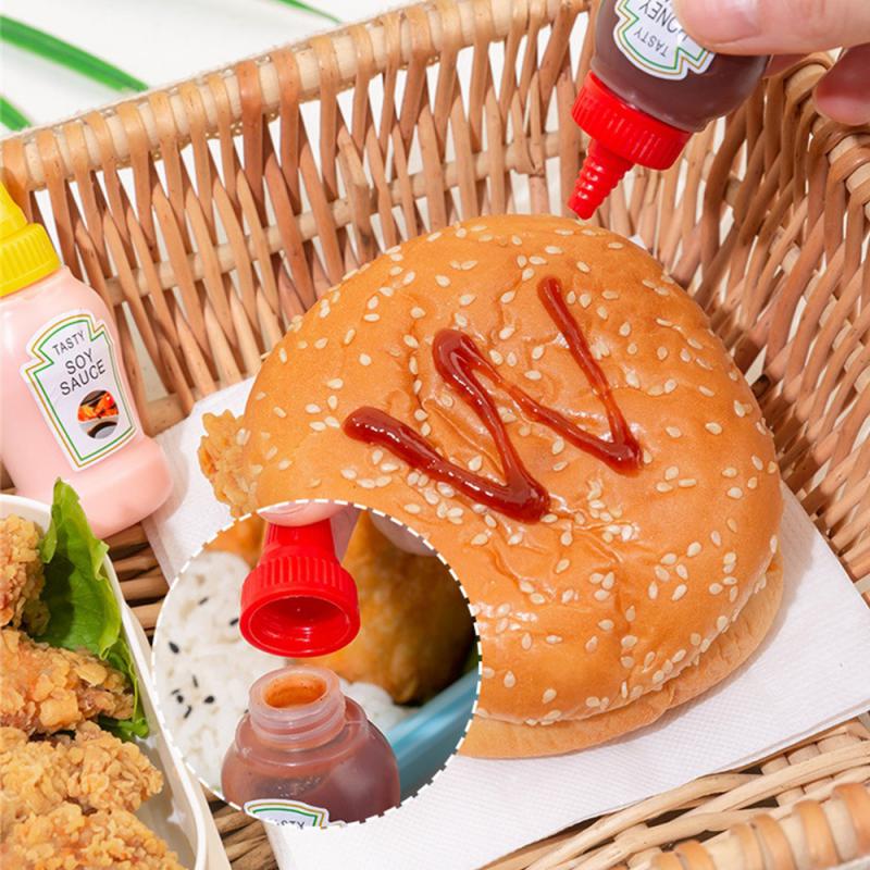 Mini butelka do wyciskania sosów Pudełko Dressing do sałatek Słoiczek do wyciskania ketchupu Pojemnik Plastikowy Przenośny pojemnik na lunch Butelka ketchupu pomidorowego