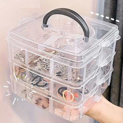 1 Stück Schmuckaufbewahrungsbox, Ohrringe, Ohrringe, Aufbewahrungsbox, mehrschichtiges transparentes Gitter, tragbare multifunktionale Schmuckaufbewahrungsbox.