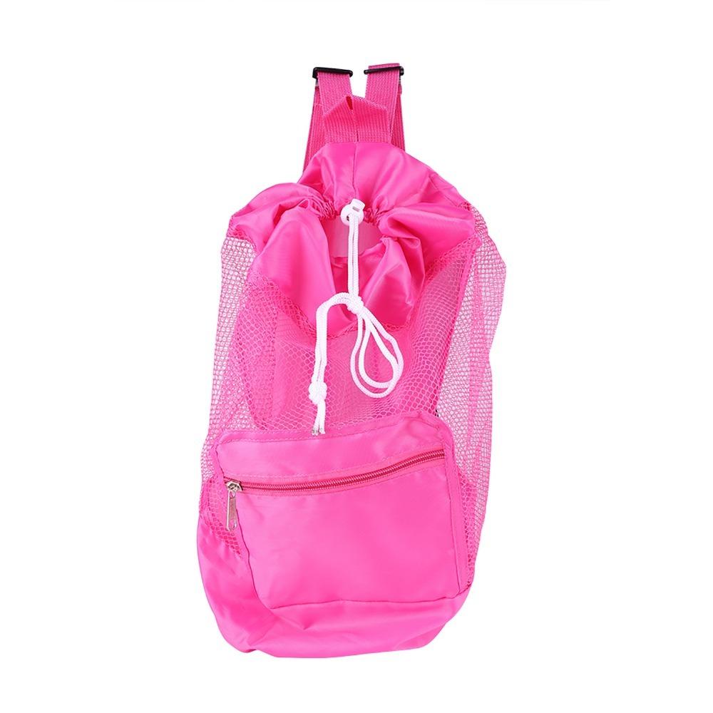 Portable Design Mesh Drawstring Backpack Washable Material Large Mesh Shell Toy Bag Polyester Drawstring Closure
