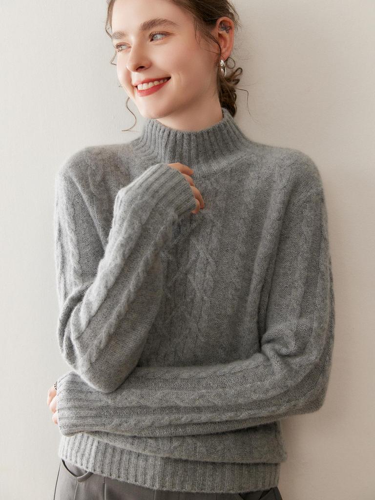 Women's Cashmere Half-High Neck Sweater: Slim, Warm, Fashionable Knit for Autumn/Winter