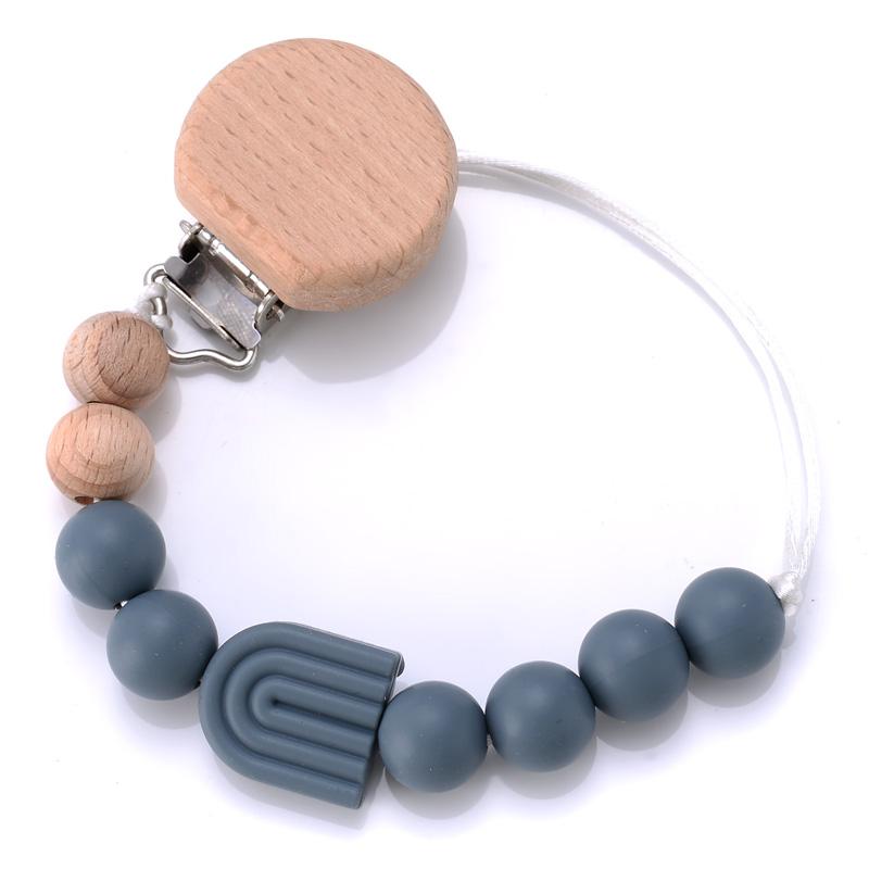 Baby Pacifier Clips Silicone Beads Wooden Crochet Ball Teething Ring Chain Nipple Clamp Dummy Holder Clip Chew Accessories