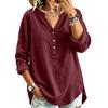 Chemise boutonnée décontractée à col en V pour femme, coupe ample, pour un usage quotidien