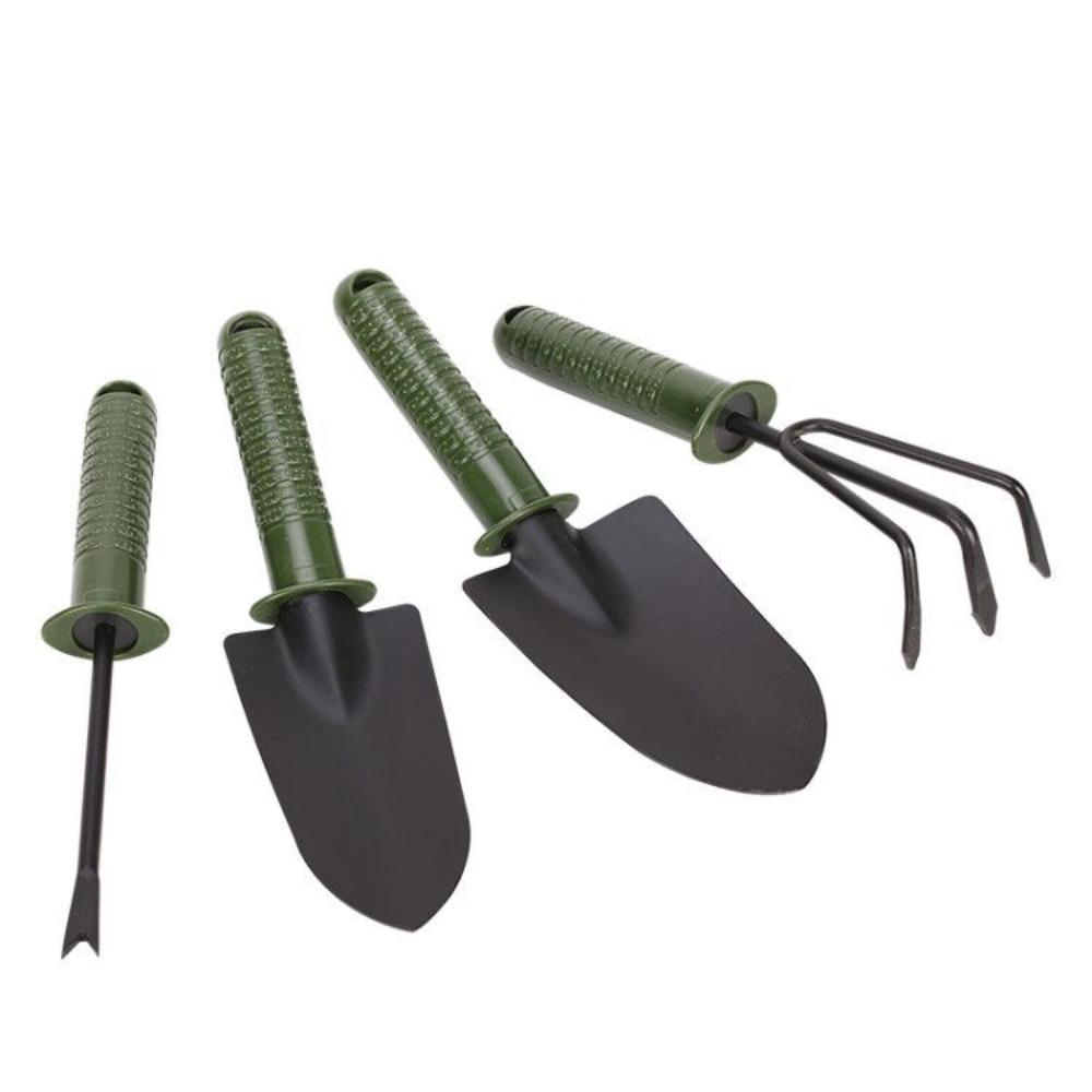 1/4pcs Non-Slip Handle Gardening Shovel Fork Rake Kit Small Hanging Hole Design Plants Shovel Metal Portable Three-tooth Harrow