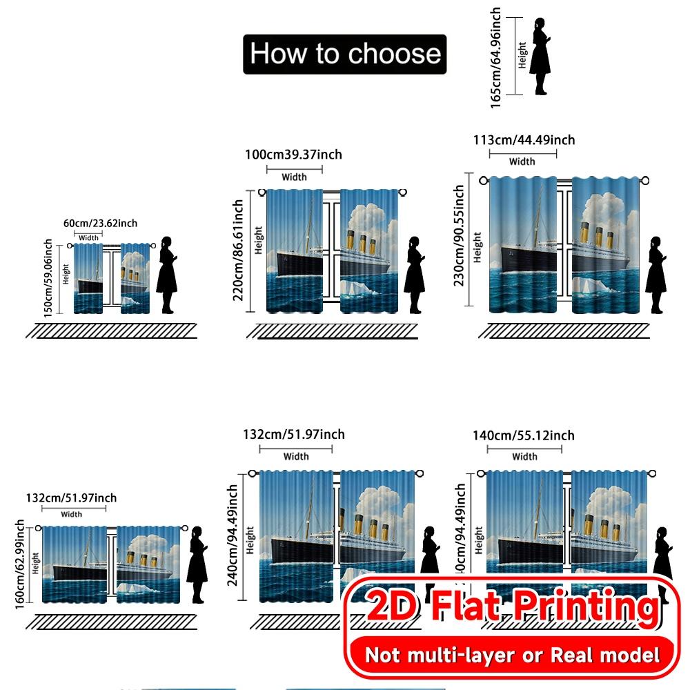2D FLAT PRINTING 2pcs Curtains (Without Rod) Ocean Liner Amidst Icebergs Saint Patrick is Day holiday curtains with digital