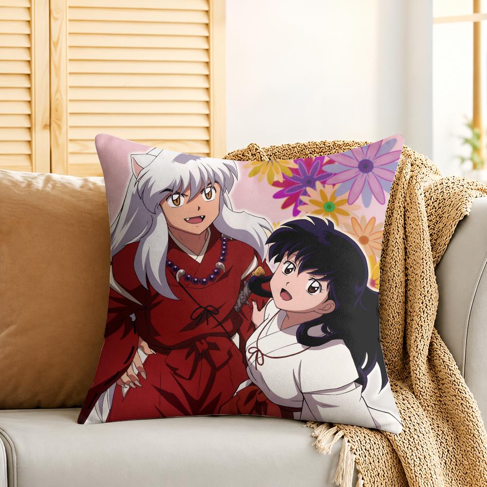 IInuyasha COOL Cartoon Cushion Cover Silky Short Plush Invisible Zipper Dustproof Sofa Pillow Case For Home Decor