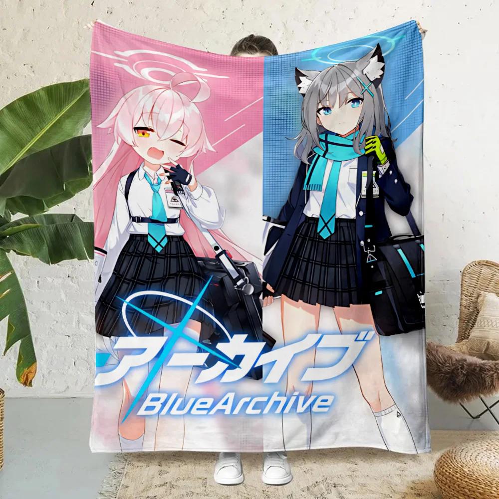 New Anime Girl Shiroko Blue Archive Printed Picnic Blankets Warm Blanket Soft and Comfortable Blanket Home Travel Birthday Gift