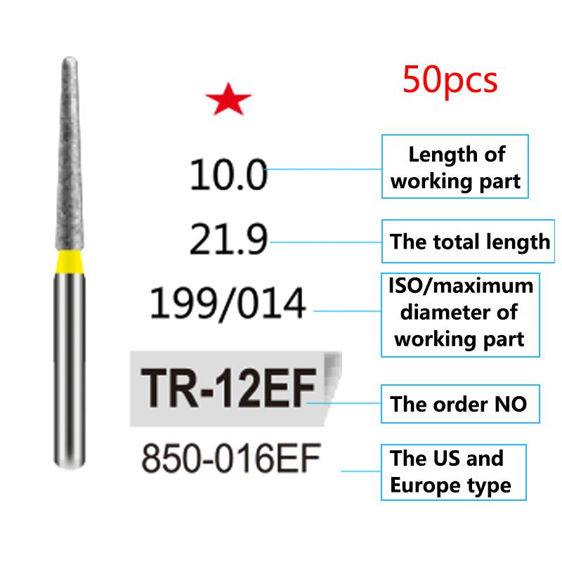 50Pcs Dental Diamond Burs Drill FG 1 6Mm For High Speed Handpiece Denspay Polishing Whitening Lab Material