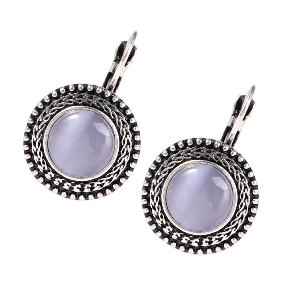 1 Paar Boho große runde Stein-Tropfenohrringe für Damen und Mädchen, Ohrschmuck, geschnitzte Vintage-tibetische Ohrringe