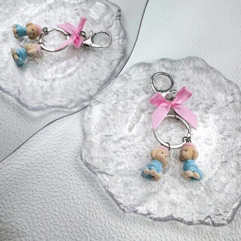 Cartoon Puppy Dog Charm Keychains Sweet Cute Pendant Car Keyring Backpack Decoration Fashion Jewelry for Women Girls