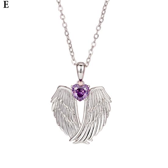 Englevinger Halskjede Rhinestone Klem Voktervinger Anheng Halskjede Zirkon Fødselssteinsmykker