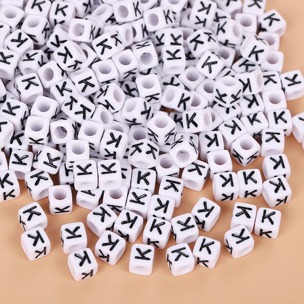 Square Acrylic A-Z English Letter Beads (6mm/7mm/8mm/10mm) for Jewelry Making
