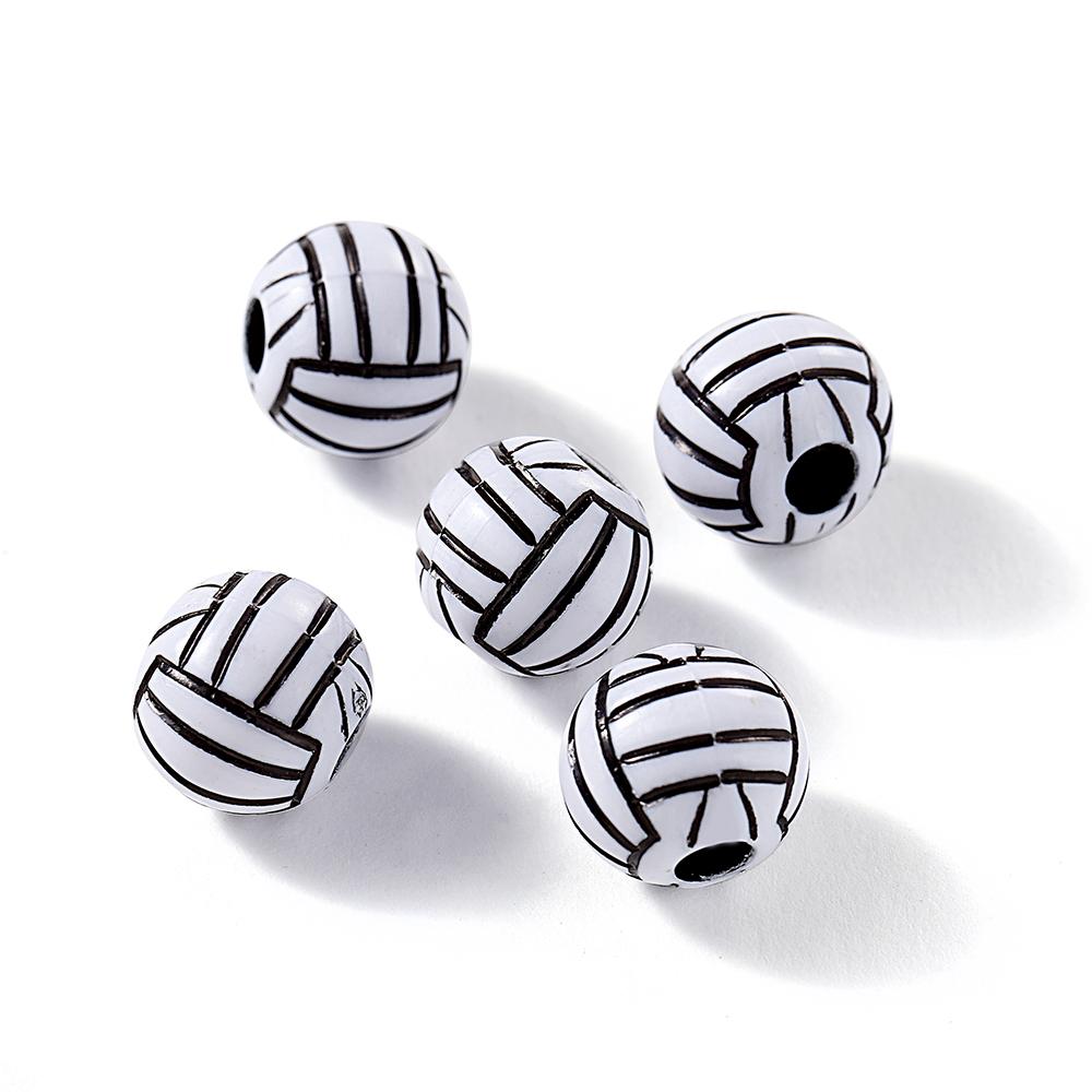 30 Teile/los Acryl Rugby Tennis Basketball Perlen Sport Spacer Perlen für DIY Schmuck Machen Armband Halskette Handwerk Zubehör