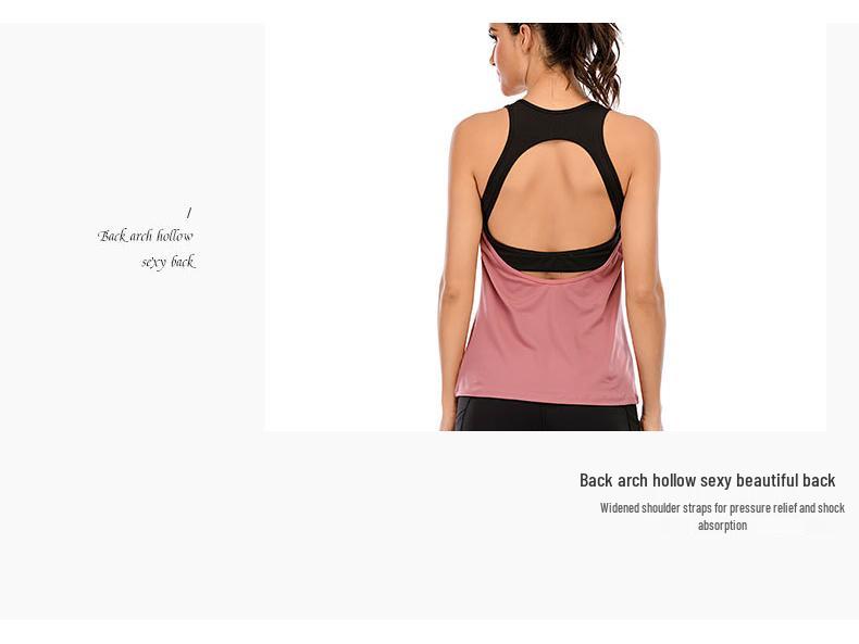 2024 Spring/Summer Slimming Faux Two-Piece Yoga Tank Top with Skin-Friendly Fabric and Stylish Hollow Back