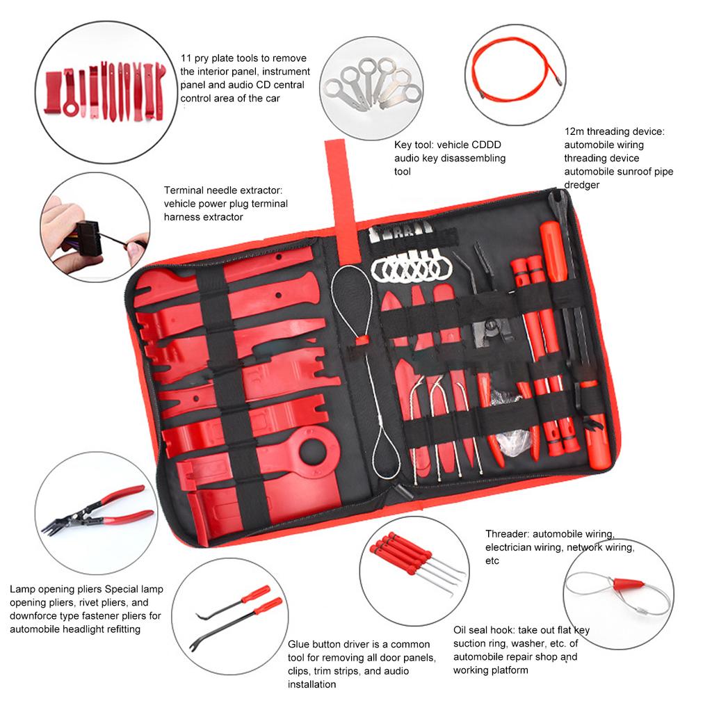 43 buc. Instrumente de reparare a radioului auto Kit de demontare autior Instrument de îndepărtare a ornamentelor din plastic Instrumente DIY pentru panouri pentru ornamente automate