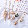 Conch Pendant Necklace for Women  Female Cowrie Summer Party Gift Zircon
