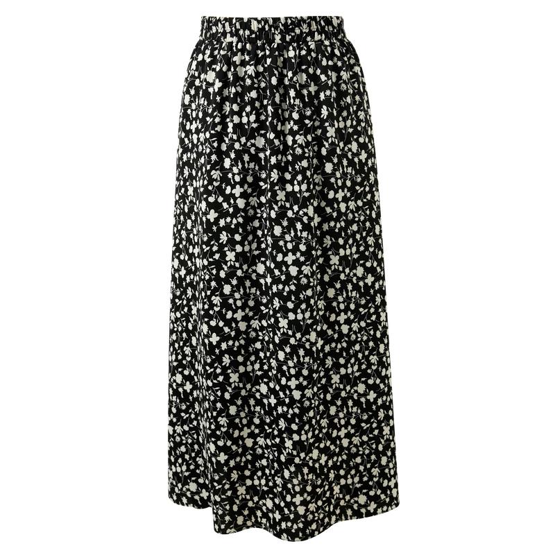 Elegant Women s High-Waisted A-Line Floral Long Skirt S