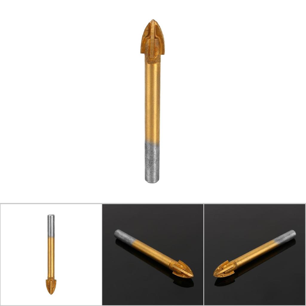 10mm Carbide Glass Drill Bit Set Titanium Coated W 4 Cutting Edges Cross Spear Head Tools