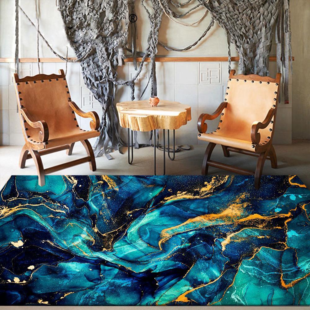 Blue Marble Carpet for Living Room Luxury Home Decorations Sofa Table Large Area Rugs Bedroom Bedside Foot Pad Non-slip Mat