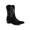FOREADA Stivaletti da Cowboy Corti da Donna Punta Quadrata Tacco Medio Spesso Ricami Stivale da Cowgirl Occidentale Scarpe alla Moda da Donna Inverno 46
