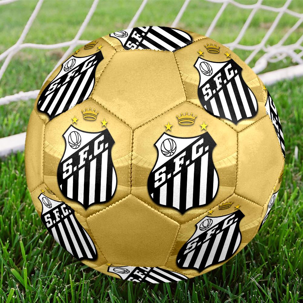 Santos FC Soccer Ball, Colorful, Suitable for All Ages, Machine-stitched, PVC Material, Competition Grade, Durable and High Bounce