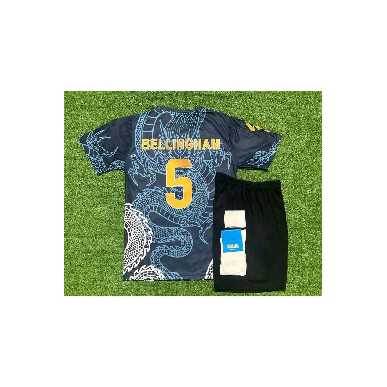 

Jude Bellingham 2024/24 Season Dragon Pattern Concept Kids Jersey Set Of 4 5-6 Yaş синий