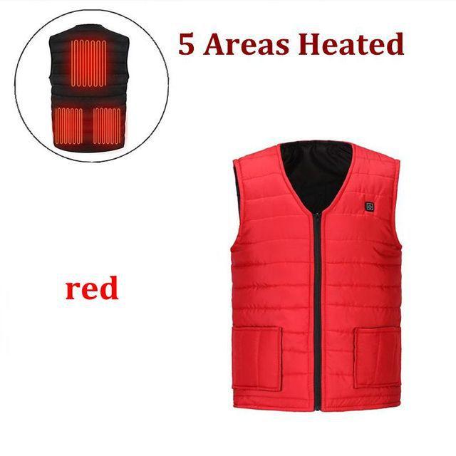 Men Autumn Outdoor USB 5 Places Infrared Heating Vest Jacket Winter Flexible Electric Thermal Clothing Waistcoat Fishing Hiking