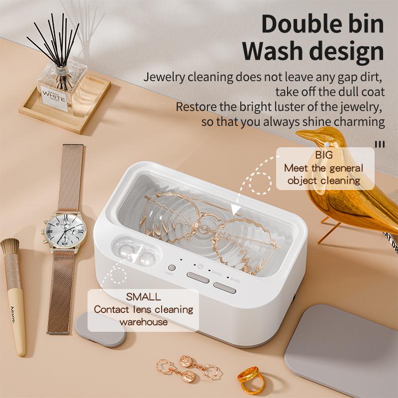 Xiaomi 48Khz Cleaning Machine Ultrasonic Cleaner Double Bin Vibration Full Cleaning Jewelry Household Watch Strap Cleaning