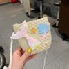 Children‘s Cute Crossbody Bag Rattan Straw Shoulder Bag Boho Beach Woven Handbag Purse Leather Messenger Bag