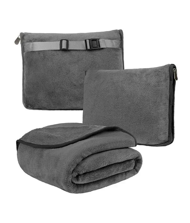 Coral Fleece Airplane Blankets Soft Warm Fluffy Multi Functional Portable Cuddle Cution Pillow 2 in 1 Travel Blankets