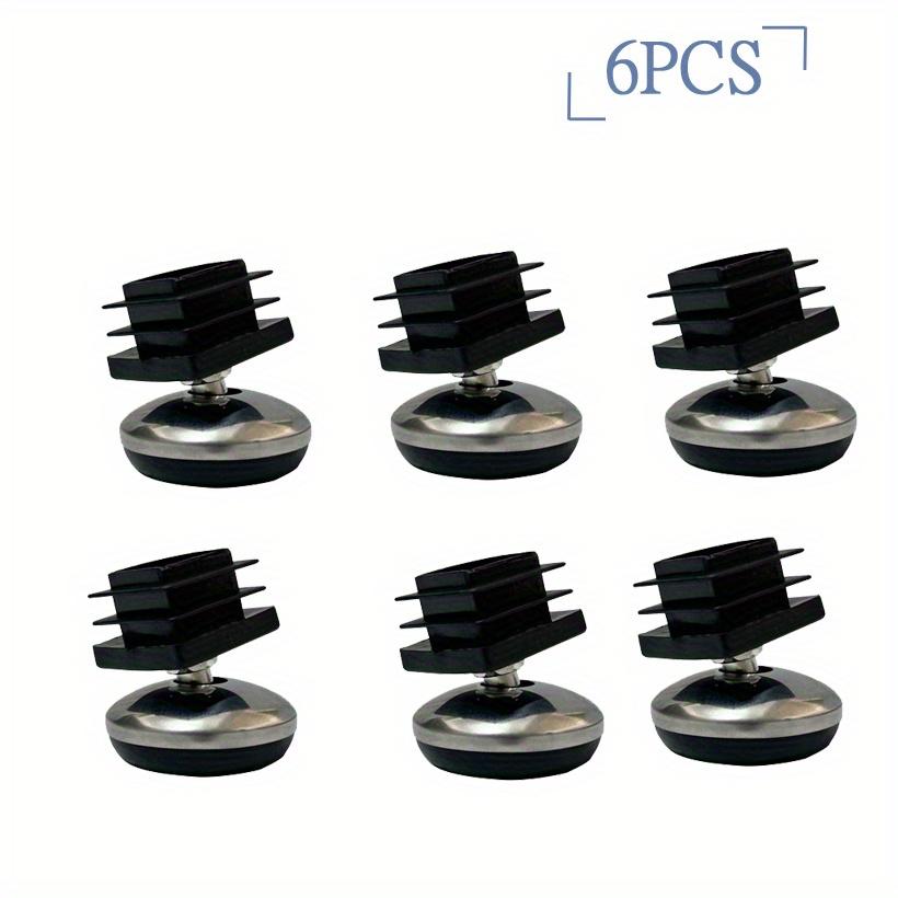 

6 шт. Регулируемые ножки для выравнивания мебели с металлической основой, резьба M8x13 мм, квадратные пластиковые заглушки 25 мм, противоскользящие мебельные накладки