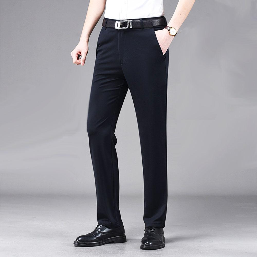 

Эластичный пояс Офисная одежда Мужская весна-лето Блейзер Брюки Деловые прямые брюки Костюмы Брюки для мужчин 42 тёмно-синий