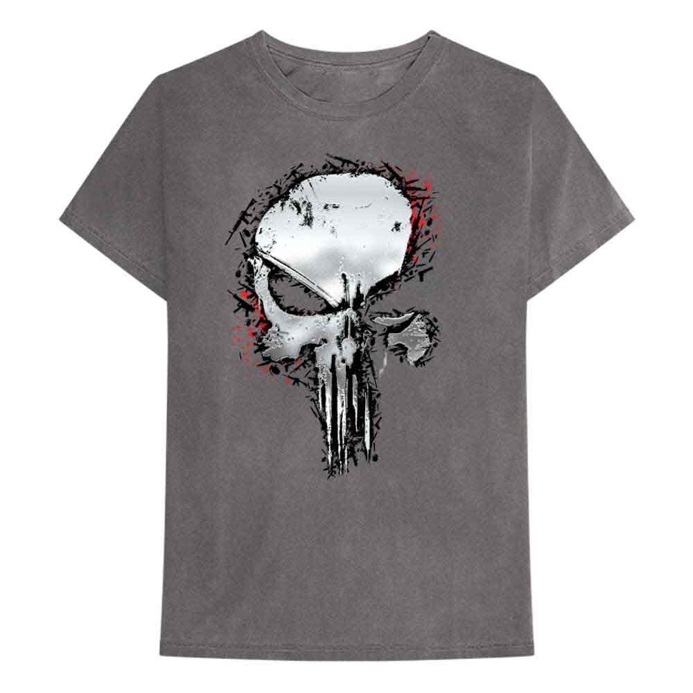 Marvel Comics Punisher Metallic Skull T-Shirt Grey New Unisex T-Shirt M