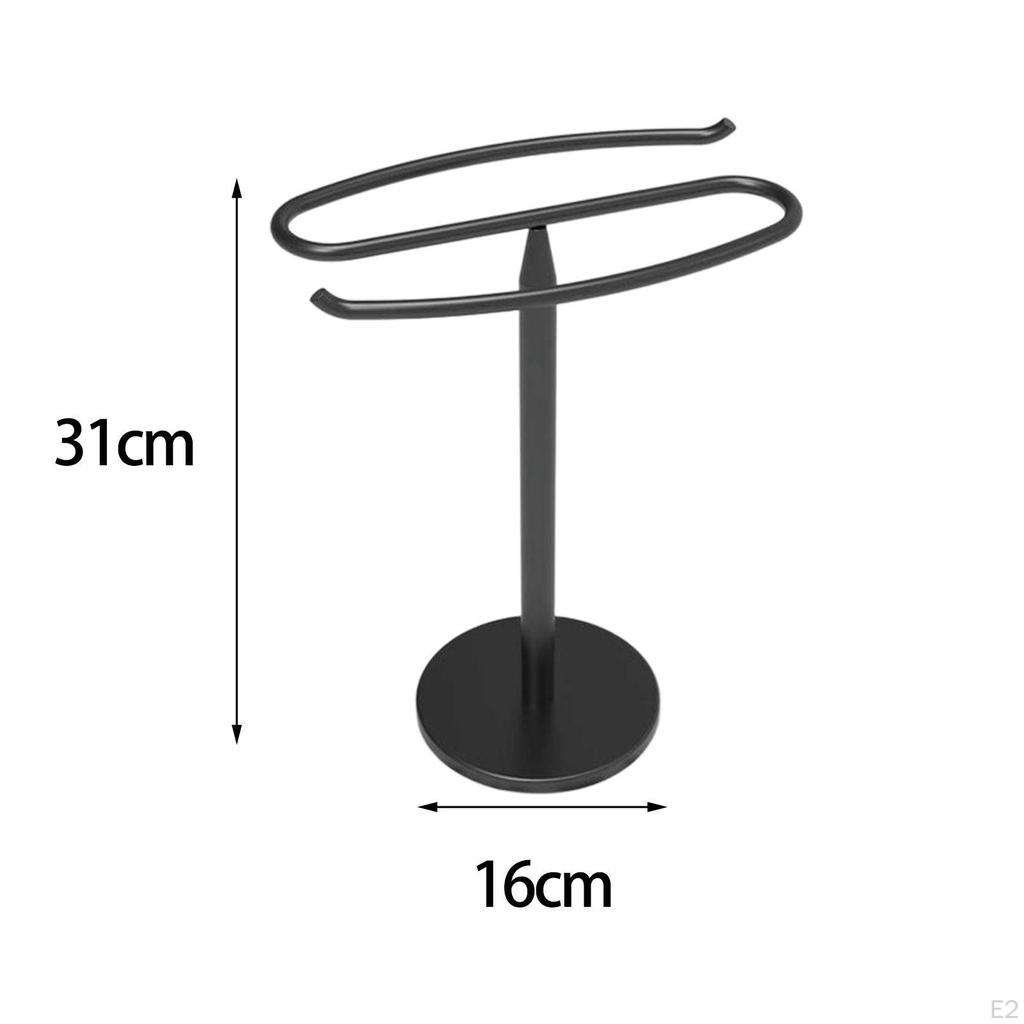 Simple Bath Towel Stand Desktop Holder Freestanding Round Base Bar Bathroom Rack