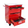 4-Drawer Multifunctional Tool Trolley with Casters, for Garage, Workshop, Warehouse and Repair Shop – with Stainless Steel Worktop – Color: Red