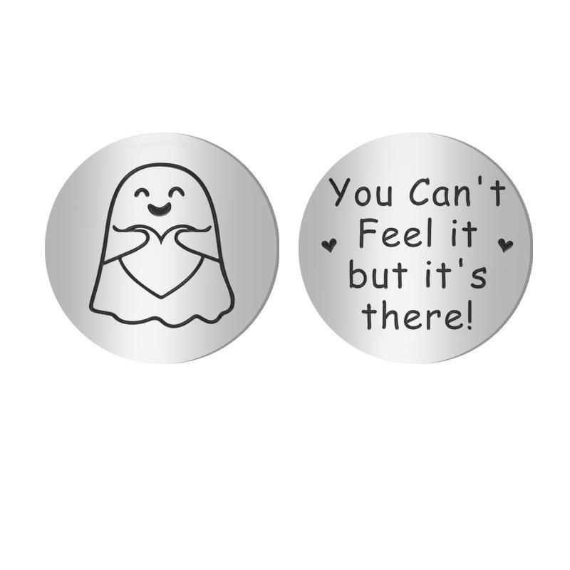 

Gift Hug Blessing Pocket Hug Series Stainless Steel Leather Decision Coin Stainless Steel Keychain for Backpack Bag Pendant 3*3CM