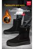 Men's Trendy Suede Cowhide Snow Boots: Warm High-Top Casual Cotton, Fashionable, Versatile Slip-On with Side Zipper
