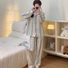 Spring And Autumn New Tulip Love Cloud Cotton Pajamas Women'S Printed Long-Sleeved Trousers Loungewear