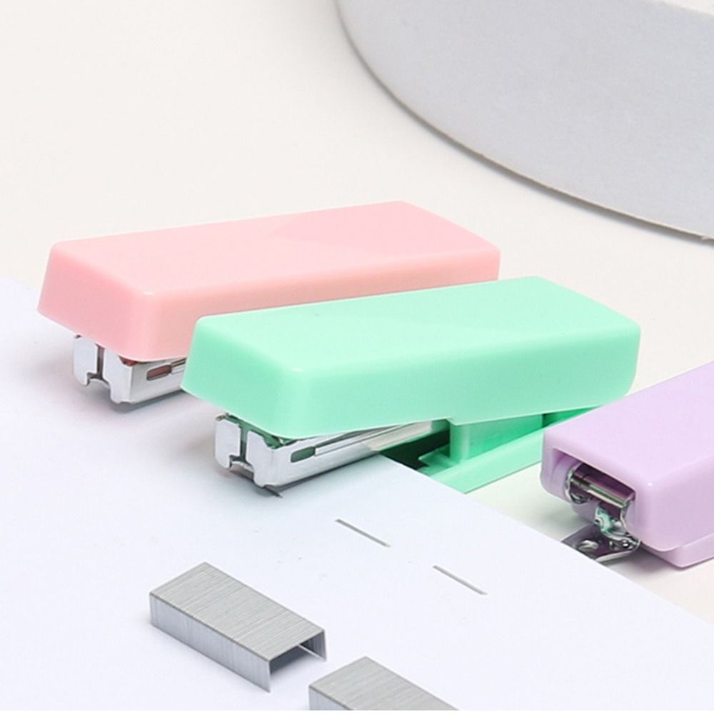 Candy Color Small Stapler Metal Manual Binding Tool Portable Bookbinding Machine  School Office