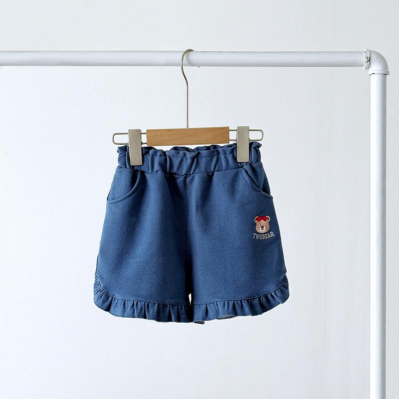 Summer Style Korean Children s Knit Denim Lace Shorts 160 cm