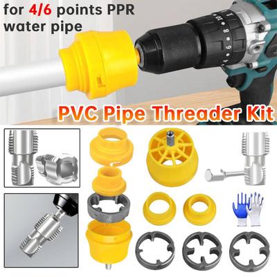PVC Rohrschneider-Set mit 3 Schneideisen 1/2 3/4 1 Zoll Einfache Bedienung PPR Rohr Gewindeschneidwerkzeug Rohrgewindeschneider Sanitärwerkzeug für Bohrmaschine