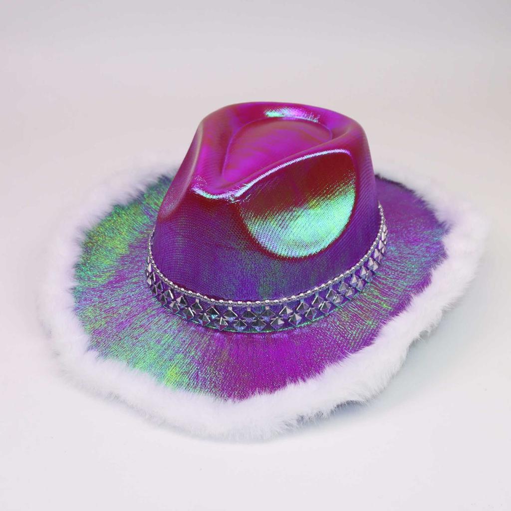 Halloween dress up hot sale shiny cowboy hat glitter diamond strip cowboy hat carnival hat