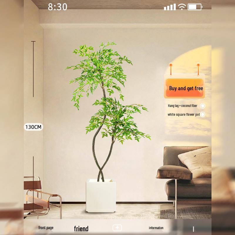 Nandina Luxus Kunstbaum - Dekorative Bionische Grüne Pflanze für Innenräume mit Seidenblumen für die Wohnzimmer-Landschaftsgestaltung.