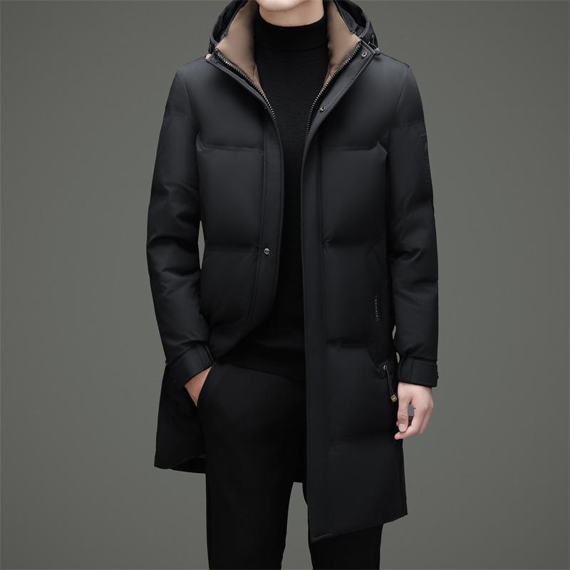 Doudoune à Capuche Mi-Longue pour Homme - Manteau d'Hiver Épais, Chaud et Décontracté