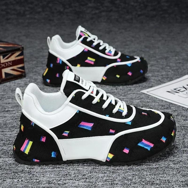 

Модные кроссовки Дышащие Модные Мужские Повседневные Спортивные Туфли На Толстой Подошве Спортивная Обувь Однотонные На Шнуровке Спортивные Sapato Masculino 48 44 чёрный