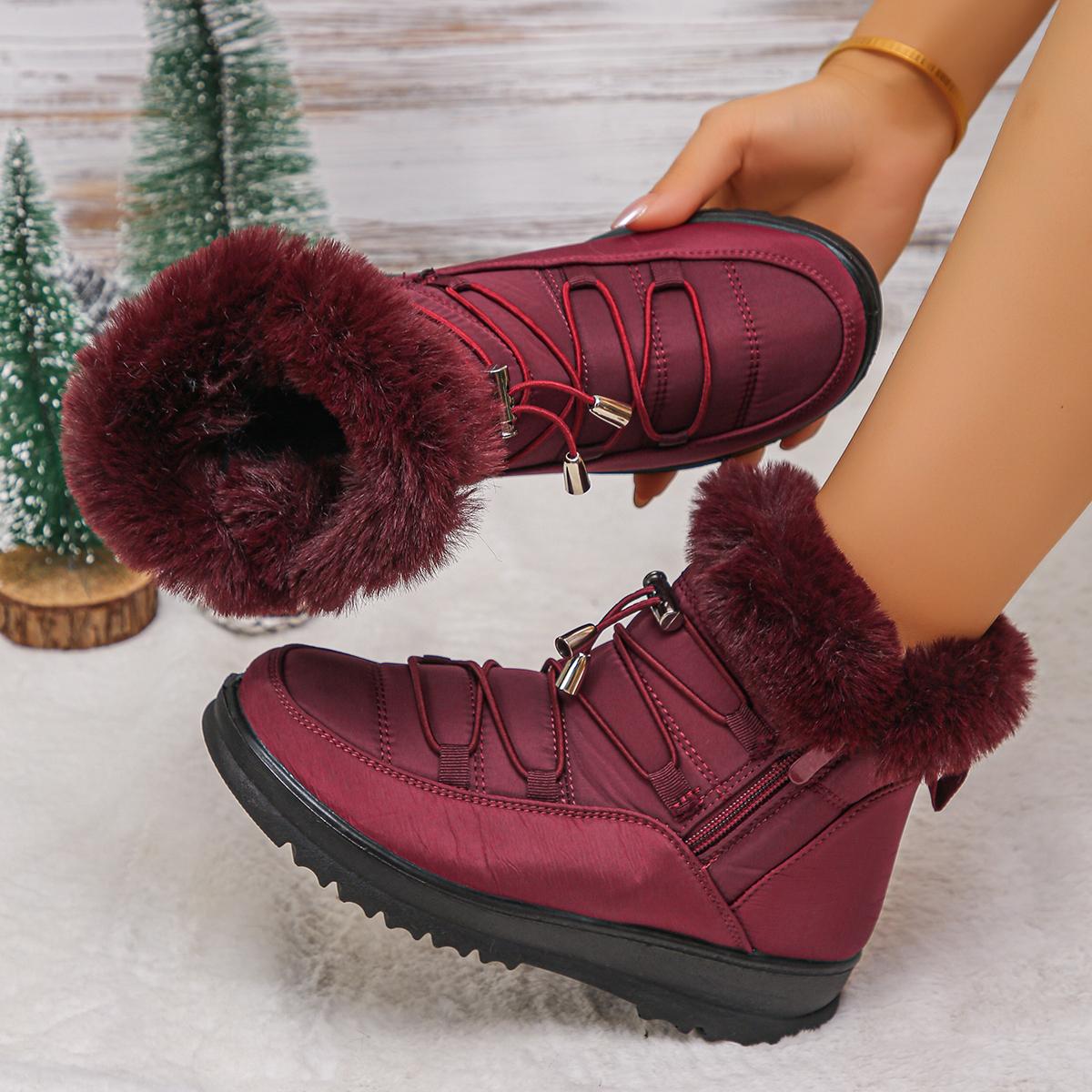 

Womens Shoes Fashion Waterproof Non Slip Boots New Thick Bottom Snow Boots Winter Shoes for Women Fluffy Fur Ankle Boots Zapatos 36 червоний