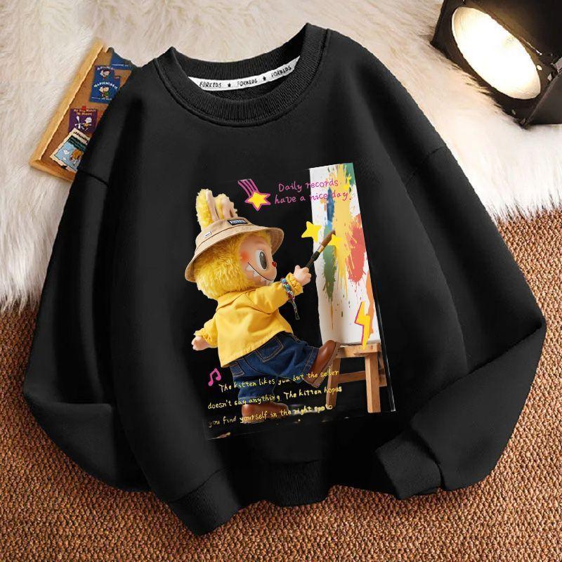 Children's Loose Round-neck Sweatshirt for Spring, Autumn and Winter, Cute Long-sleeved Loose Round-neck Coat for Boys and Girls