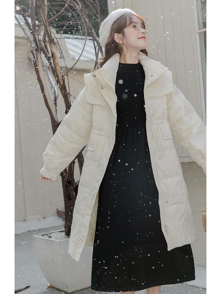 Petite Women's Winter Base Layer French Knitted Wool Long Dress Skirt, 2025 Style.