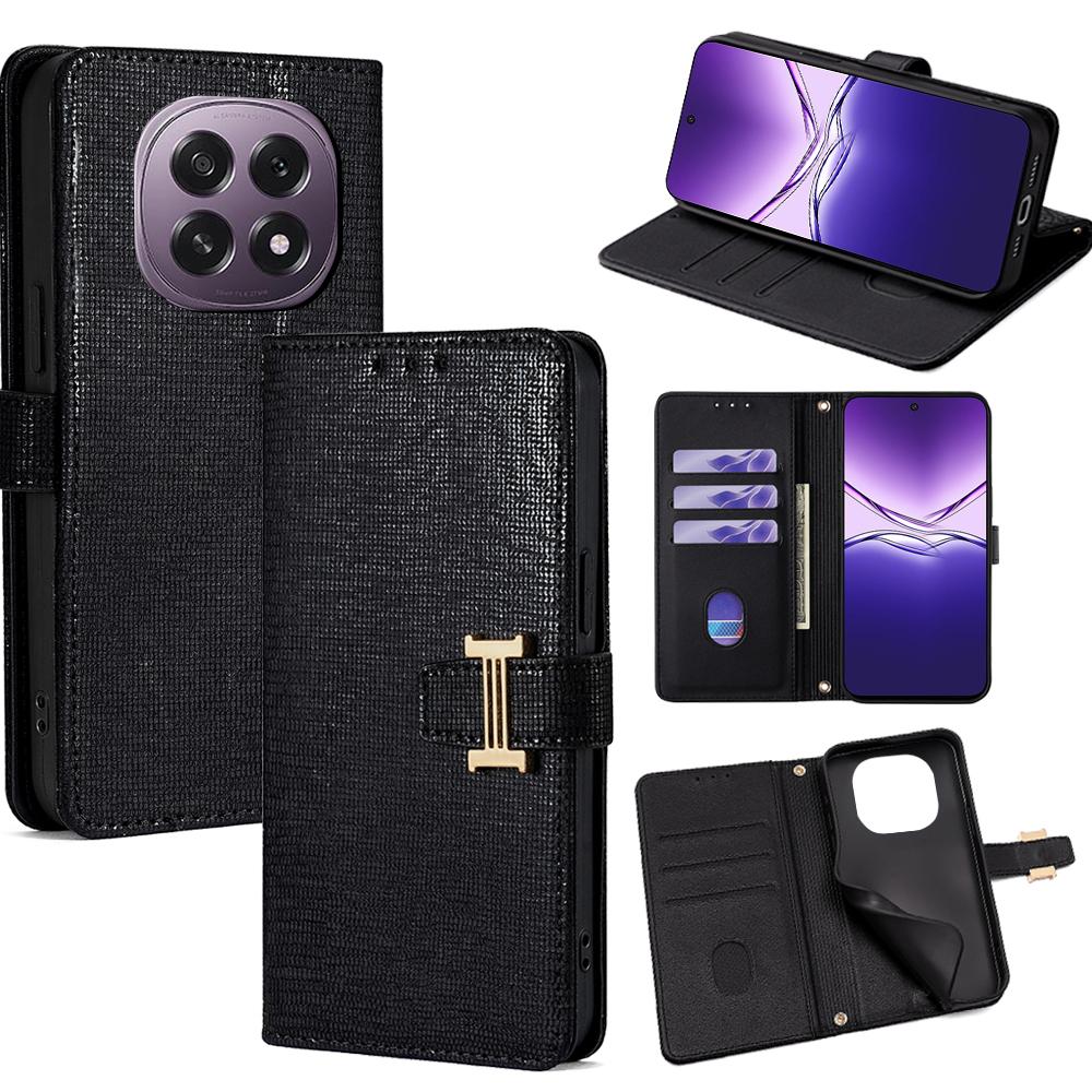 For Oppo F29 5G Case Metal I-Buckle PU Leather Wallet Phone Cover