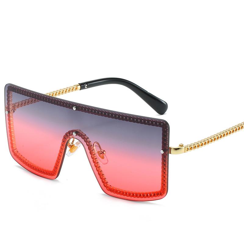 

Цельные солнцезащитные очки, Модные персонализированные интегрированные очки для женщин, Солнцезащитные очки с цепочкой Маленький аромат , Большая оправа spot