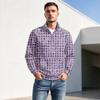 Men's Fall Winter Polka Dot Print Zip Pullover with Stand Collar, Casual Wrinkle- Athletic Top